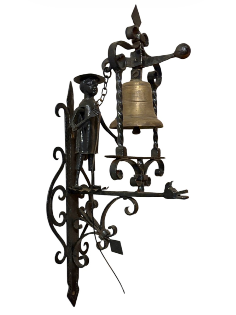 ANTIQUE➕California Rancho Figural Padre Wrought Iron Entry Mission Bell